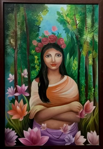 Lady Painting on Canvas