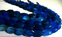 Natural Blue Chalcedony Oval shape Faceted 10x12mm to 12x15mm Beads Strand 10''long