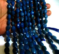 Natural Blue Chalcedony Oval shape Faceted 10x12mm to 12x15mm Beads Strand 10''long