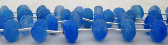 Natural Blue Chalcedony Rondelle Faceted 10 to 12mm Beads Strand 9 inches long