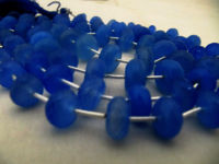 Natural Blue Chalcedony Rondelle Faceted 10 to 12mm Beads Strand 9 inches long