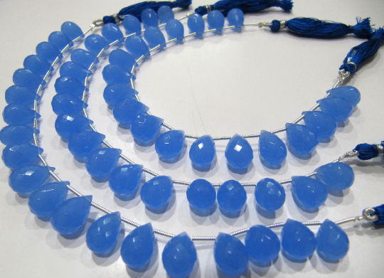 Blue Chalcedony 10x14mm Tear Drops Beads Sold Per Strand 8 Inch long