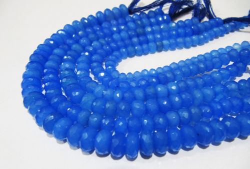 Natural Blue Chalcedony Rondelle Faceted Beads 8 to 12mm Strand 10 inches Long