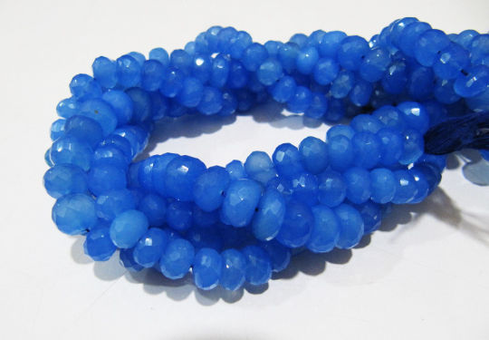 Natural Blue Chalcedony Rondelle Faceted Beads 8 to 12mm Strand 10 inches Long