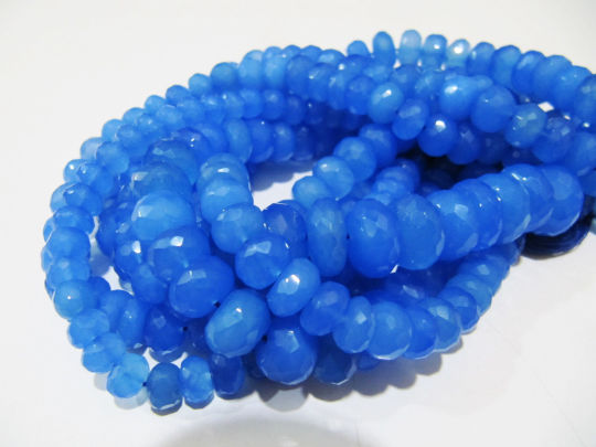 Natural Blue Chalcedony Rondelle Faceted Beads 8 to 12mm Strand 10 inches Long