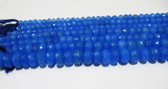 Natural Blue Chalcedony Rondelle Faceted Beads 8 to 12mm Strand 10 inches Long