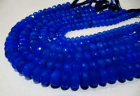 Natural Blue Chalcedony Rondelle Faceted Beads 8 to 12mm Strand 10 inches Long