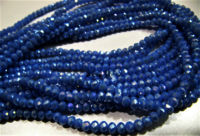 AB Coated Aqua Blue Chalcedony Rondelle Faceted 3-4mm Strand 14''long