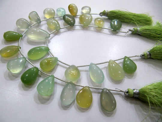 Natural Chalcedony Pear Shape Plain Beads Sold Per Strand 8 inch Long