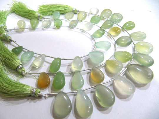 Natural Chalcedony Pear Shape Plain Beads Sold Per Strand 8 inch Long