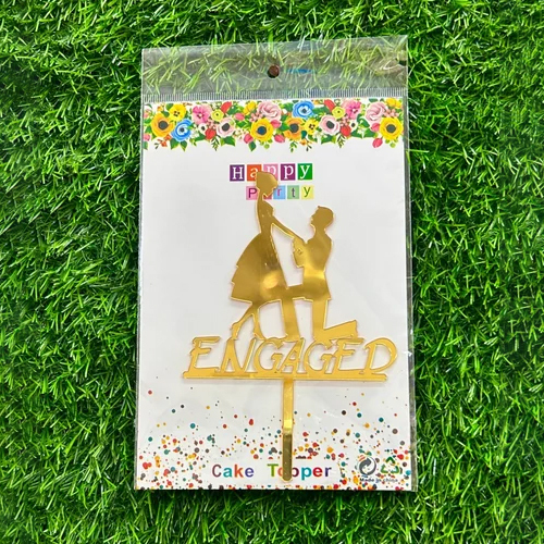 Golden Engaged Acrylic Cake Topper