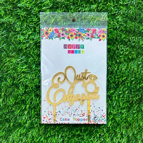 Golden Just Engaged Acrylic Cake Topper