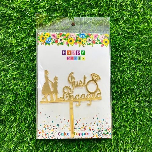 Polished Just Engaged Acrylic Cake Topper