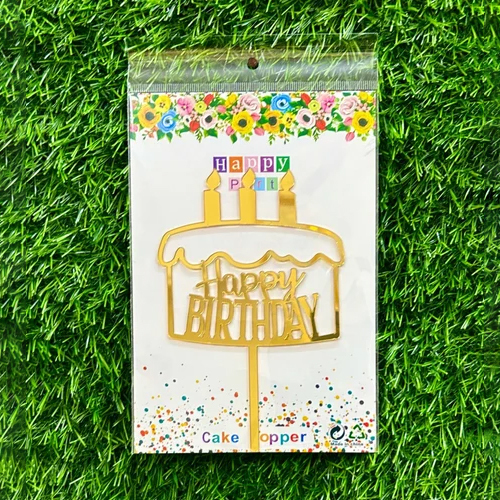 Cake Shape Happy Birthday Acrylic Cake Topper