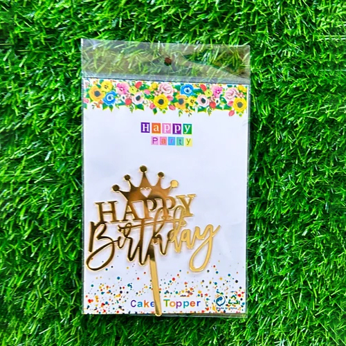 Polished Crown Happy Birthday Acrylic Cake Topper