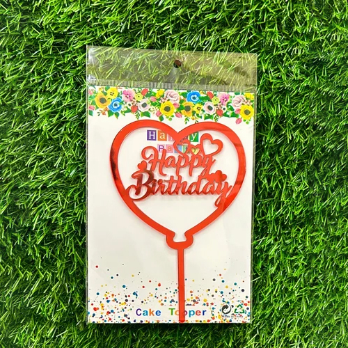 Polished Heart Happy Birthday Acrylic Cake Topper