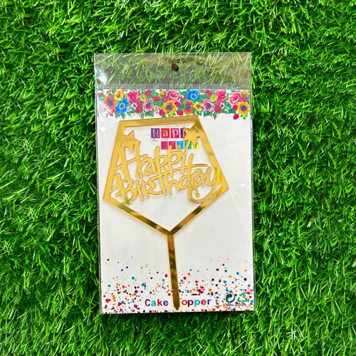 Glass Happy Birthday Acrylic Cake Topper