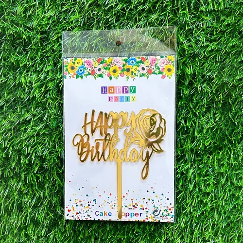 Rose Happy Birthday Acrylic Cake Topper