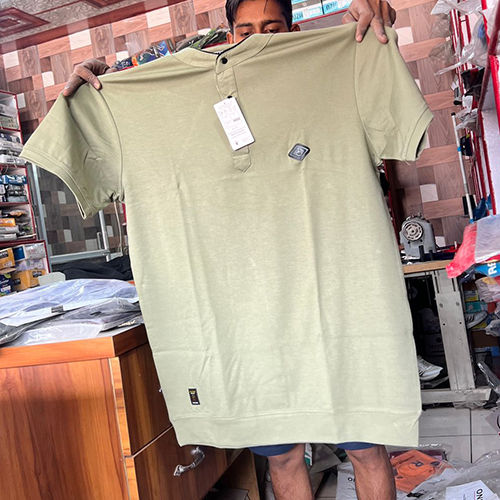 Beige Mens Plain T-Shirt