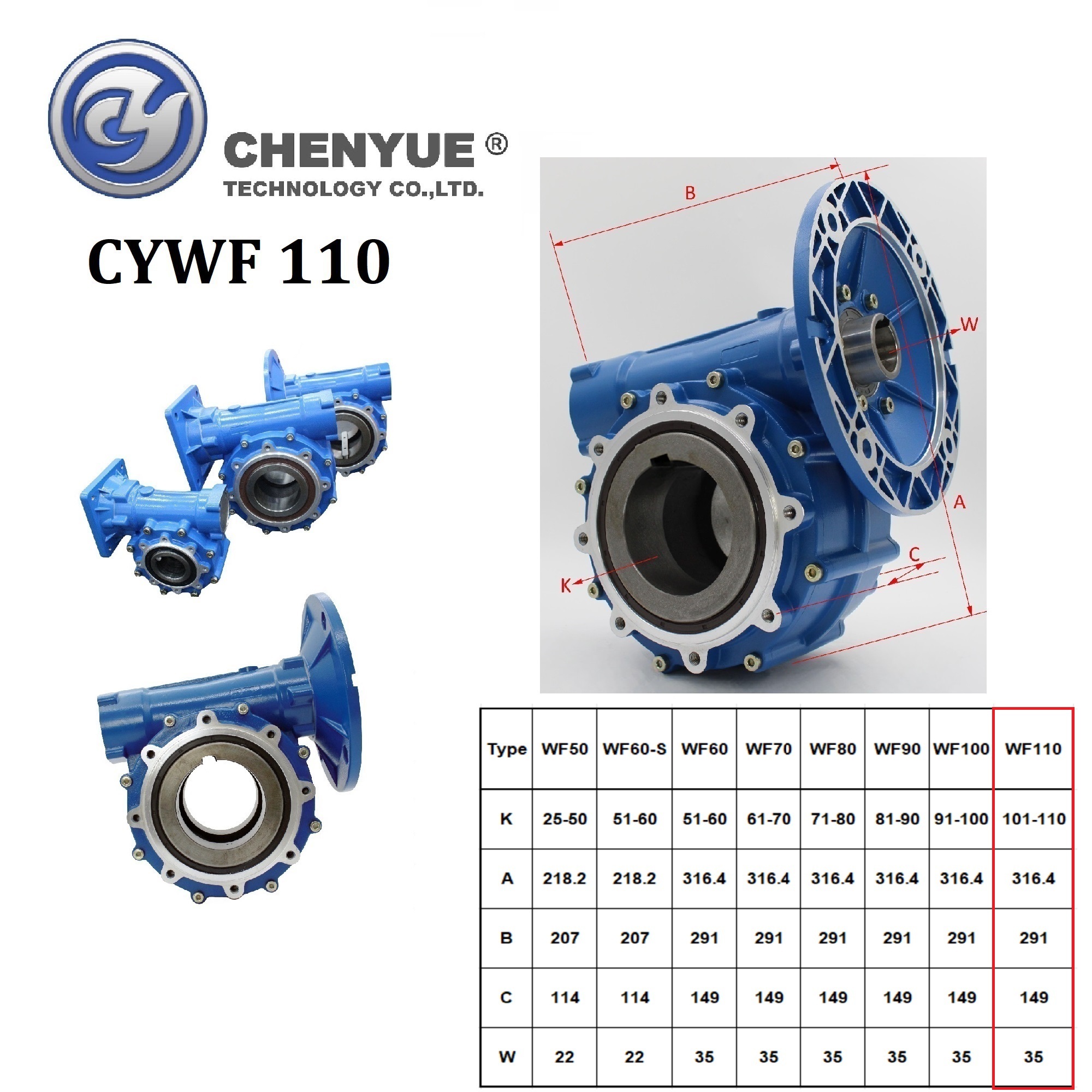 CHENYUE NMVF90 Worm Gear Reducer, Robust Worm Drive Gearbox / Worm Gearbox, 19/24/28/38 mm Input, 42 mm Output, 5 to 100:1 Ratios, High Durability Speed Reduction Solution