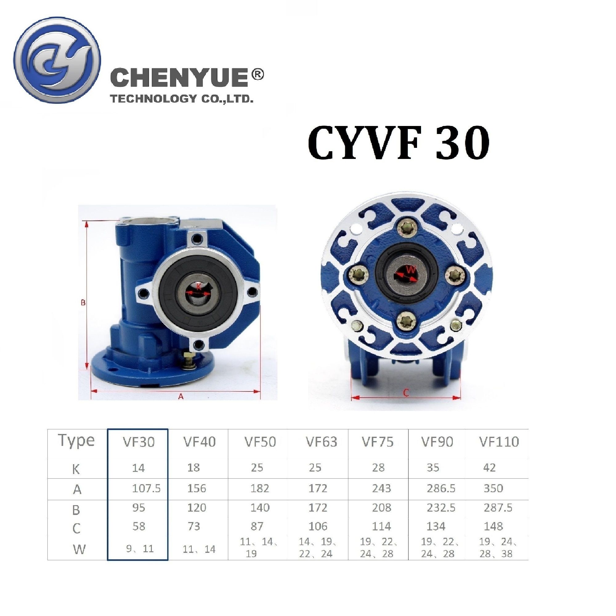 CHENYUE High Torque Worm Gearbox NMVF 30 CYVF30 Input 11/9mm Output 14mm Ratio 5-80 Tin Bronze Used Small Motor Free Maintenance