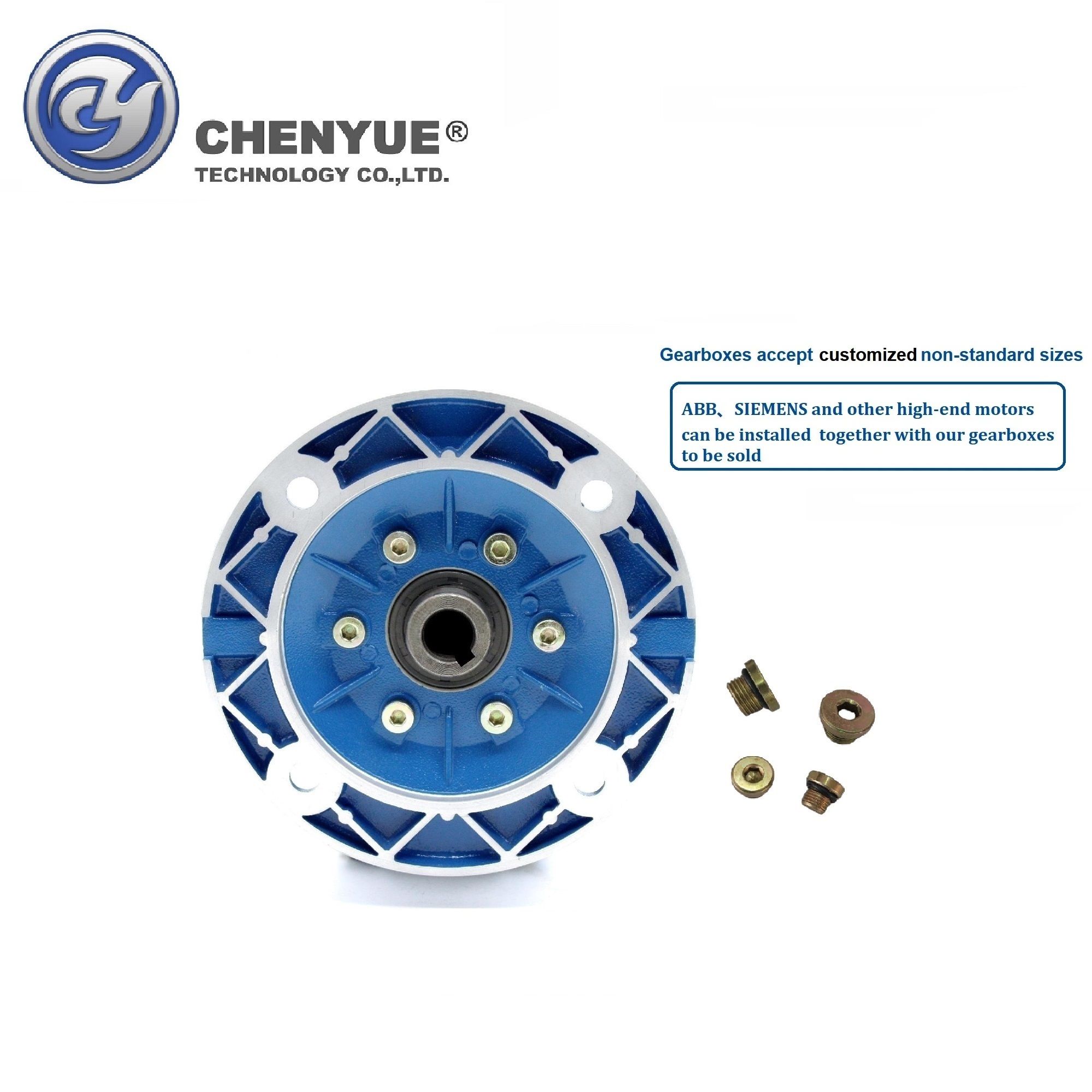 CHENYUE High Torque CNC Worm Gearbox NMVF 40 CYVF 40 Input 14/11mm Output 18mm Speed Ratio from 5:1 to 100:1 Tin Bronze Free Maintenance