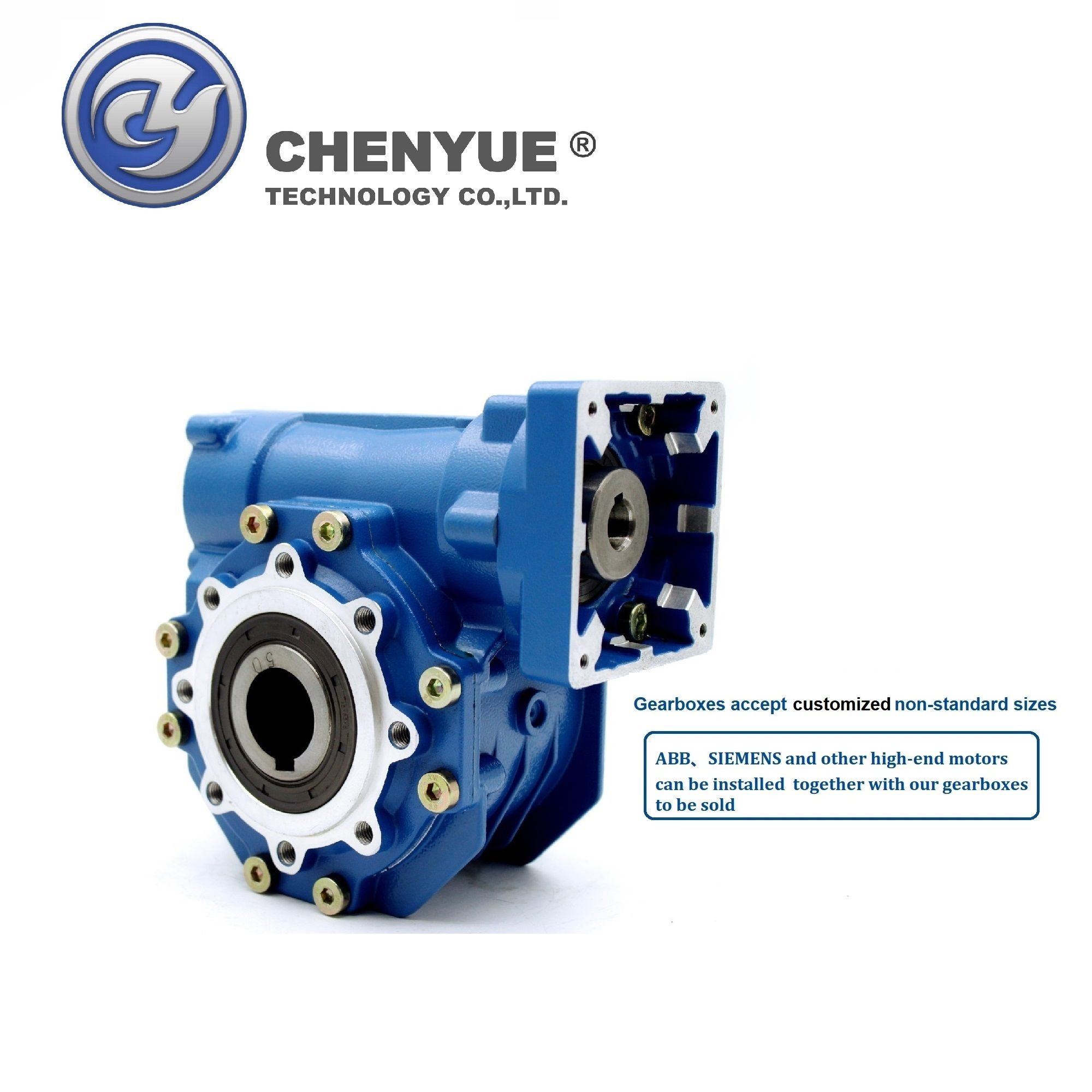 CHENYUE High Torque Worm Gear Reducer NMVF 063 Input 14/19/22/24mm Output 25mm Speed Ratio from 5:1 to 100:1 CNC Gearbox Suppliers Reduction