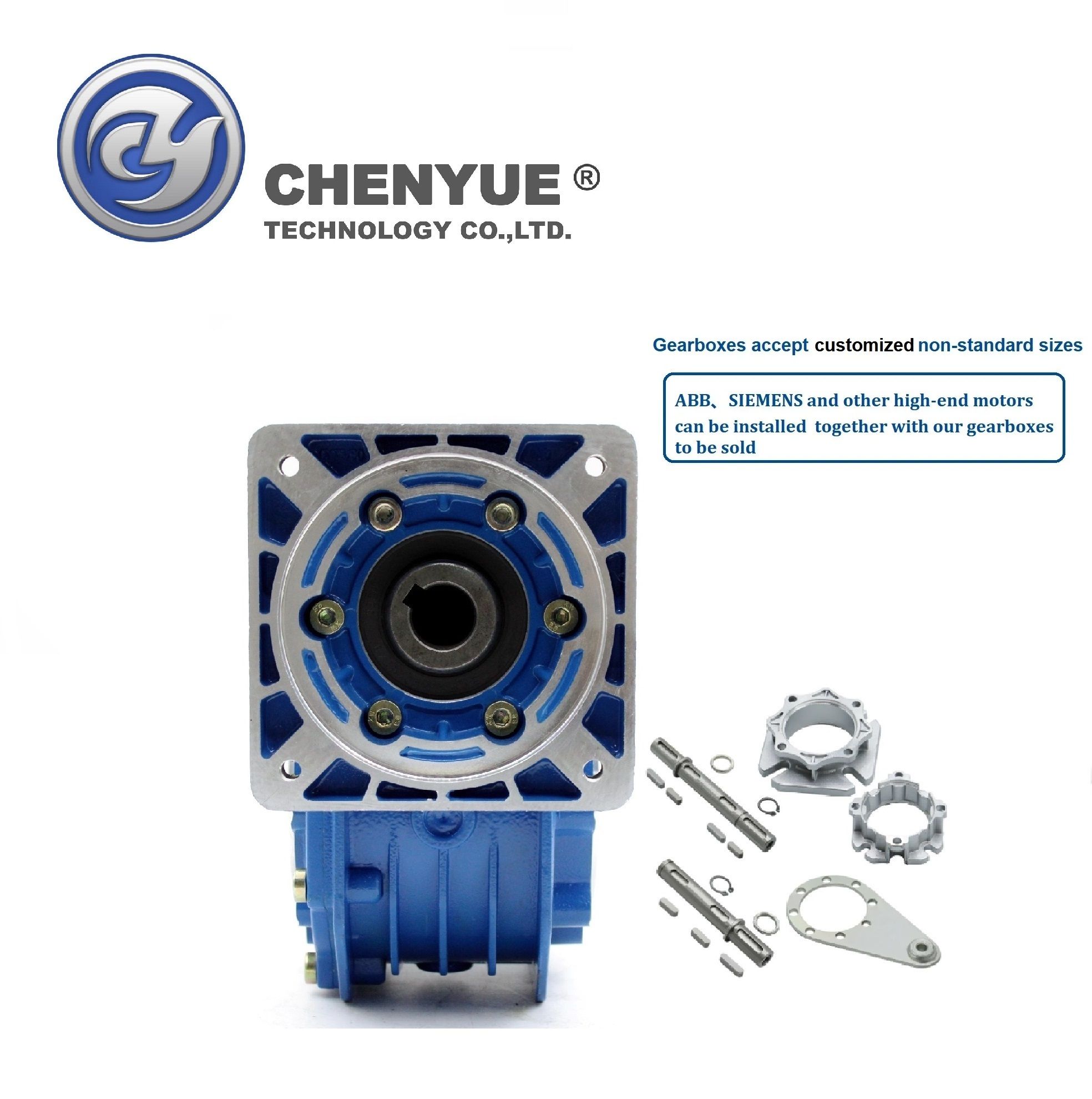 CHENYUE High Torque Worm Gearbox NMVF 75 CYVF 75  Input 19/22/14/24/28mm Speed Ratio from 5:1 to 100:1 Tin bronze for CNC Free Maintenance