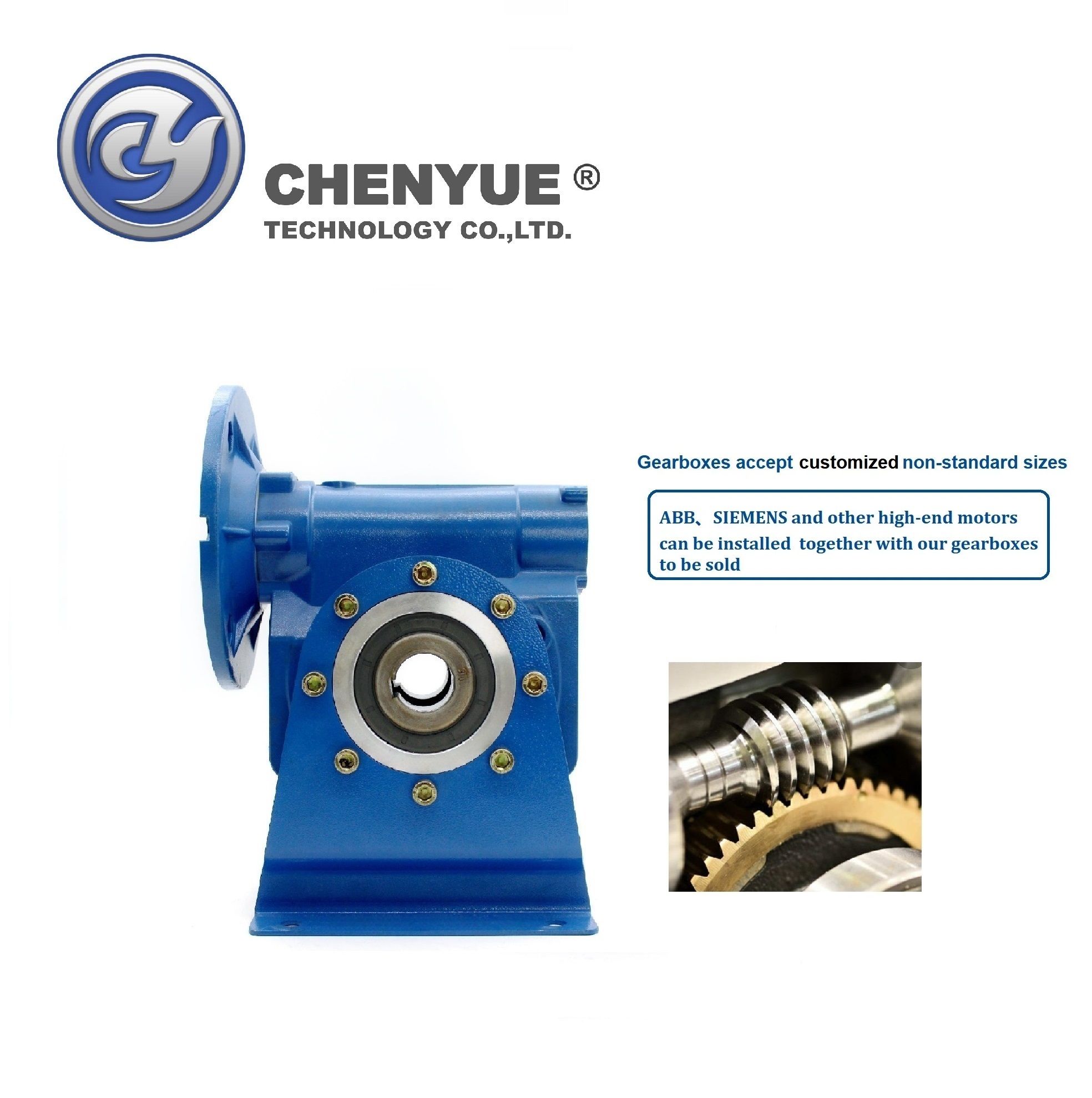 CHENYUE Worm Gear Reducer NMVF 90 Input19/22/24/28mm Output 35mm Speed Ratio from 5:1 to 100:1 for Speed Reduction