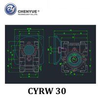 CHENYUE High Torque Worm Gearbox NMRW30 CYRW30 Input 11/9mm Output 14mm Speed Ratio from 5:1 to 80:1 Tin Bronze Worm Gear Free Maintenance