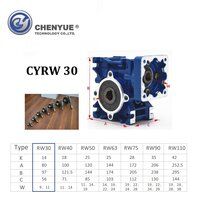 CHENYUE High Torque Worm Gearbox NMRW30 CYRW30 Input 11/9mm Output 14mm Speed Ratio from 5:1 to 80:1 Tin Bronze Worm Gear Free Maintenance