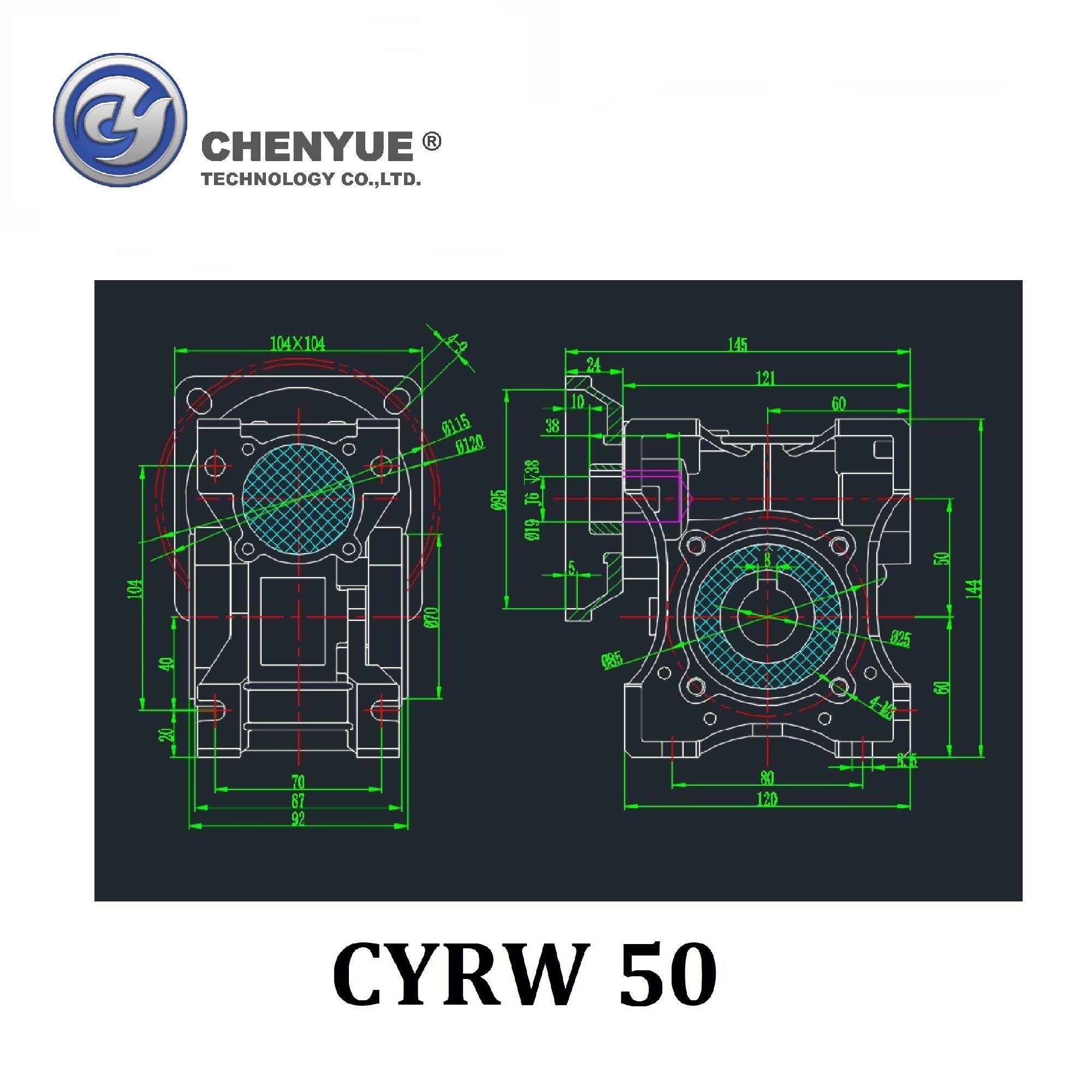 CHENYUE Worm Gearbox NMRW 50 CYRW50Input 14/11/19mm Output 25mm Speed Ratio from 5:1 to 100:1 Tin Bronze Worm Gear Free Maintenance