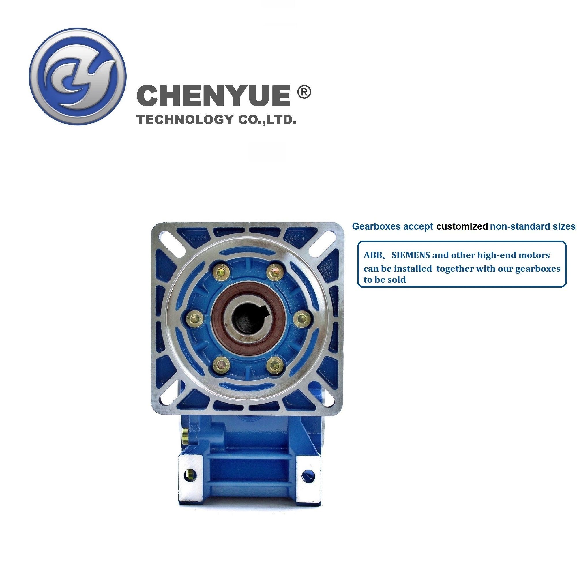 CHENYUE High Torque Worm Gearbox NMRW 063 CY Series Input14/19/22/24mm Output25mm Speed Ratio from 5:1 to 100:1 Suppliers Free Maintenance