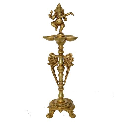 Decorative Oil Lamp with Dancing Ganesha on top Table Decorc