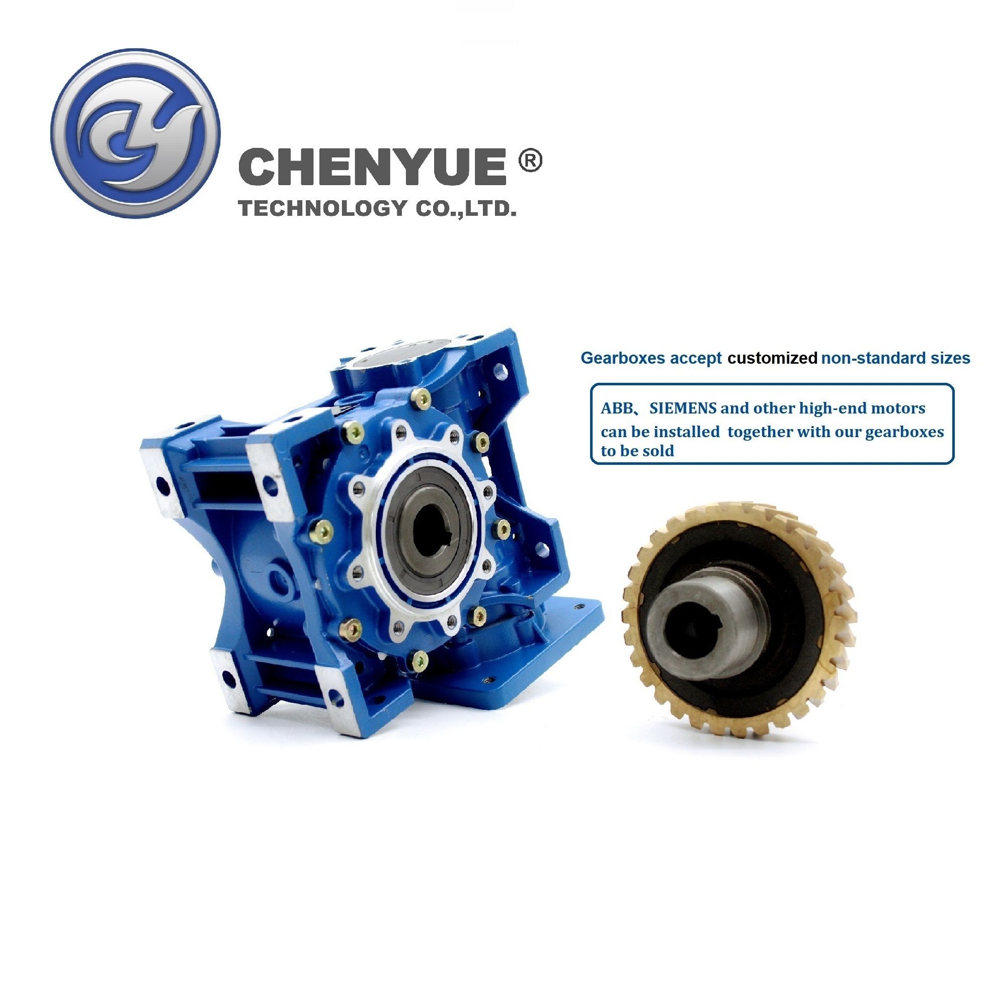 CHENYUE High Torque Worm Gearbox Speed Reducer NMRW75 CYRW75 Input 19/22/14/24/28mm Speed Ratio from 5:1 to 100:1 Tin bronze CNC Free Maintenance