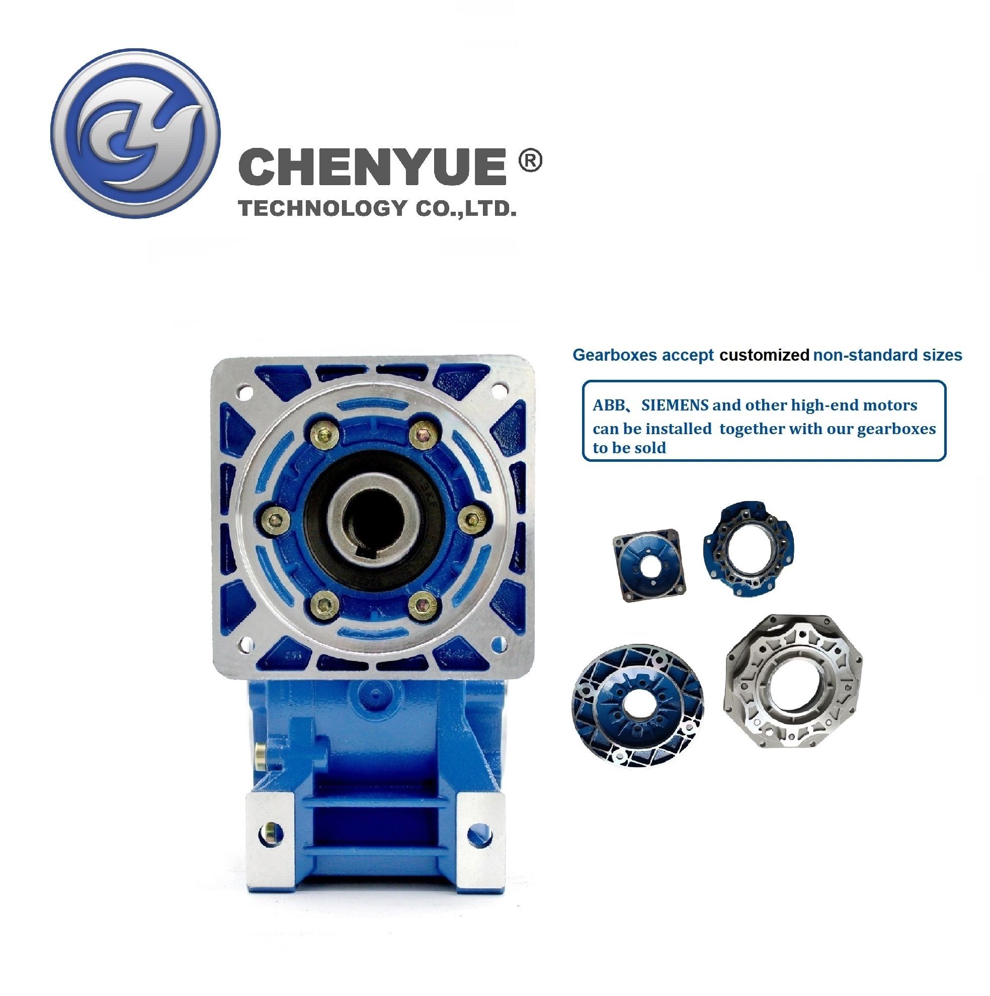 CHENYUE High Torque Worm Gearbox Speed Reducer NMRW75 CYRW75 Input 19/22/14/24/28mm Speed Ratio from 5:1 to 100:1 Tin bronze CNC Free Maintenance