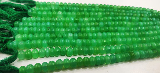 Natural Chrysoprase Mint Chalcedony Rondelle Plain 8mm Sold Strand 8''Long