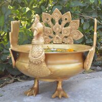 Festive Decoration Brass Metal Home Decor Hand Carved Urli/Pot