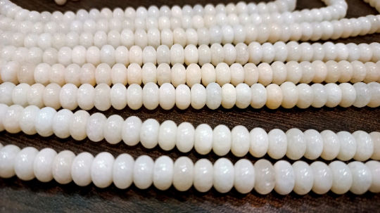 Natural Cream chalcedony Rondelle Plain 8mm Beads Strand 8 Inches Long