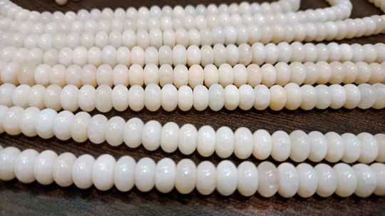 Natural Cream chalcedony Rondelle Plain 8mm Beads Strand 8 Inches Long