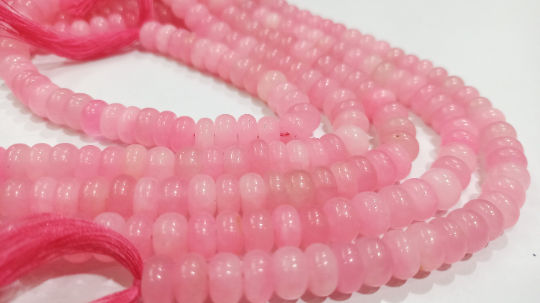 Natural Doll Pink Chalcedony Rondelle Plain 8mm Beads Sold Per Strand 8''Long