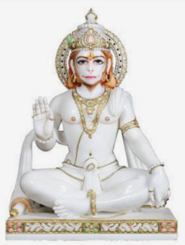 Pure White Marble Hanuman Statues