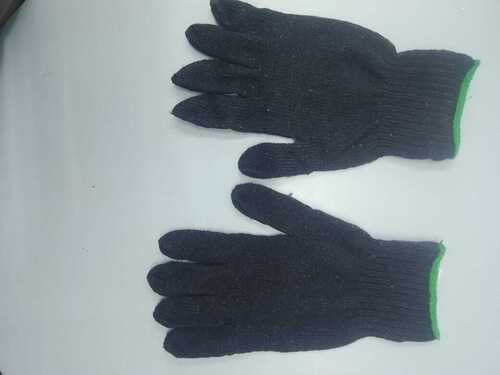 Cotton Knitted Hand Gloves - 7x4 Inches, Black | Fleece Lining, Flip Top Closure, Soft Blend Material, Gauge Options 7, 10, 13