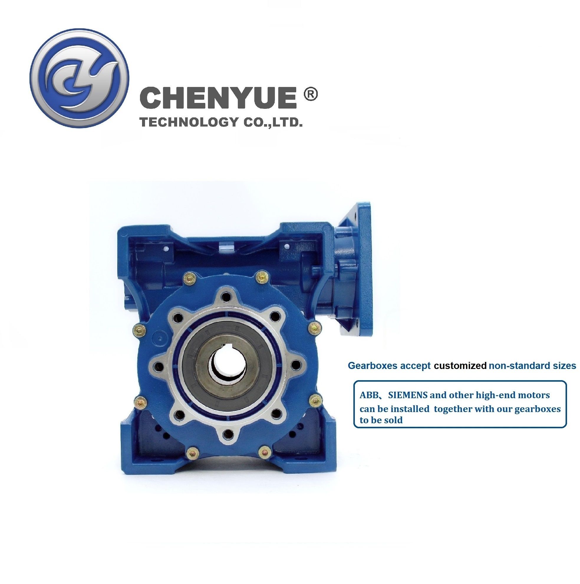 CHENYUE Worm Gearbox Reducer NMRW-CYRW090 Sliver Suppliers Input19/22/24/28mm Output 35mm Speed Ratio from 5:1 to 100:1 Free Maintenance