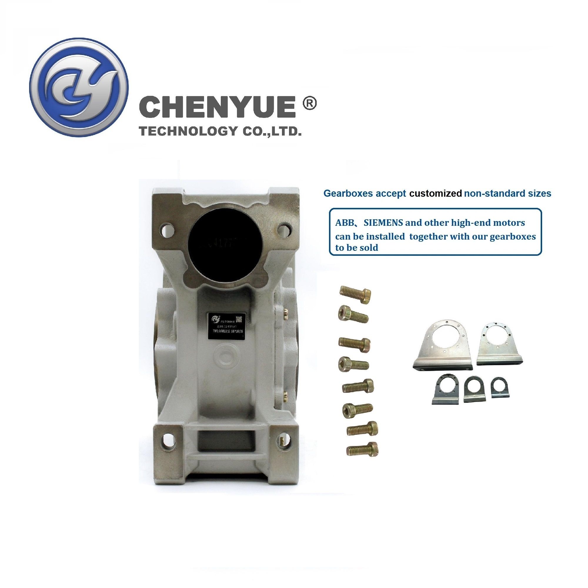 CHENYUE Worm Gearbox Reducer NMRW110 Input 19/24/28/38mm Output 42mm Speed Ratio from 5:1 to 100:1 Tin Bronze CNC Speed Free Maintenance