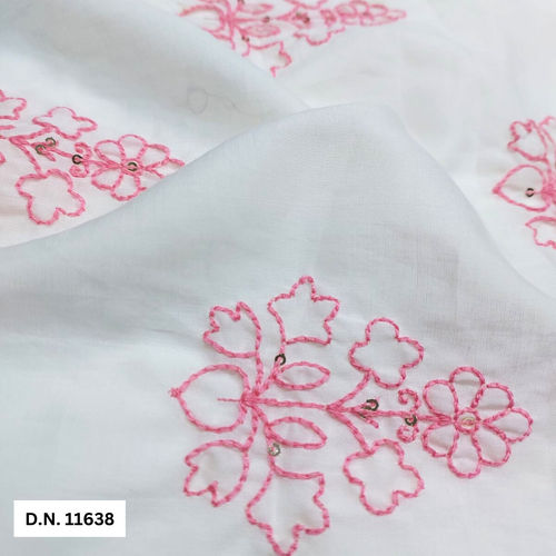 Allover Pink thread Cotton Embroidery fabric