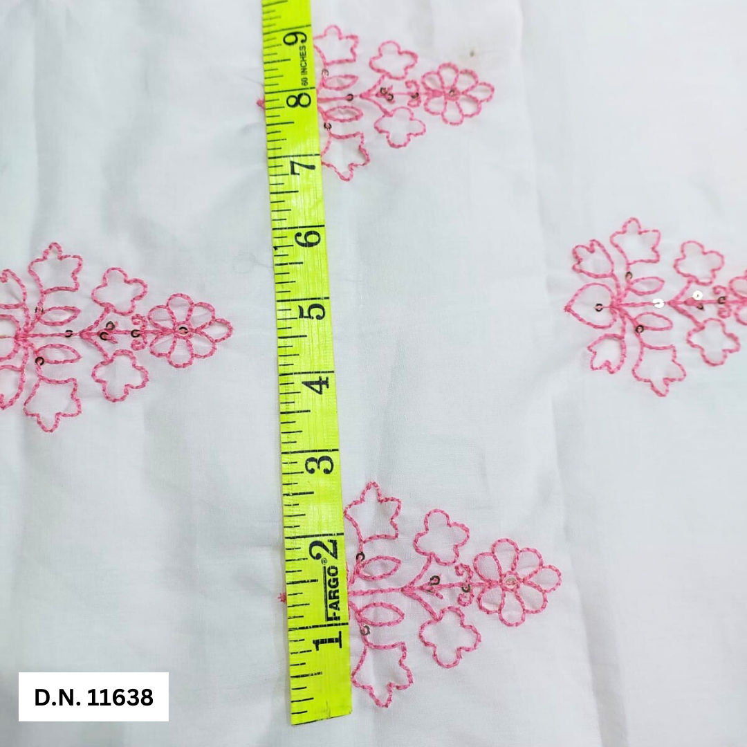 Allover Pink thread Cotton Embroidery fabric