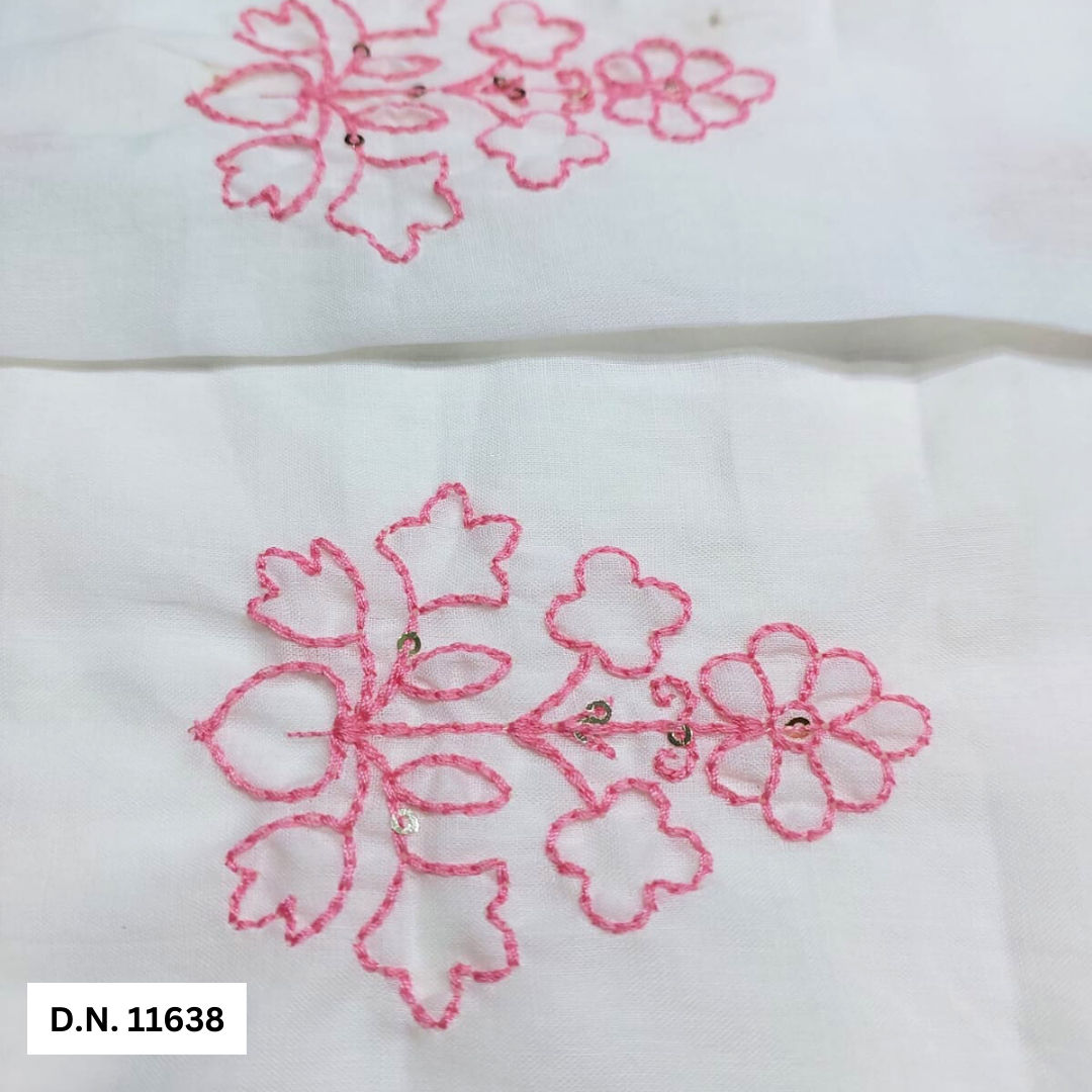 Allover Pink thread Cotton Embroidery fabric