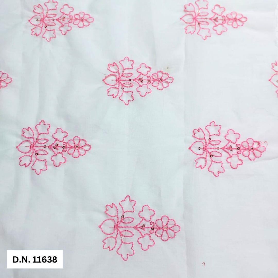 Allover Pink thread Cotton Embroidery fabric