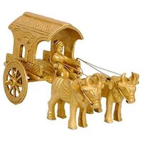 aakrati Brass made Bullock Cart Decorative Showpiece -  (Brass, Gold)